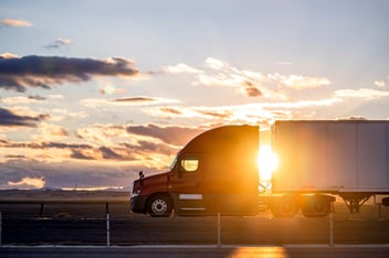 red truck at sunset